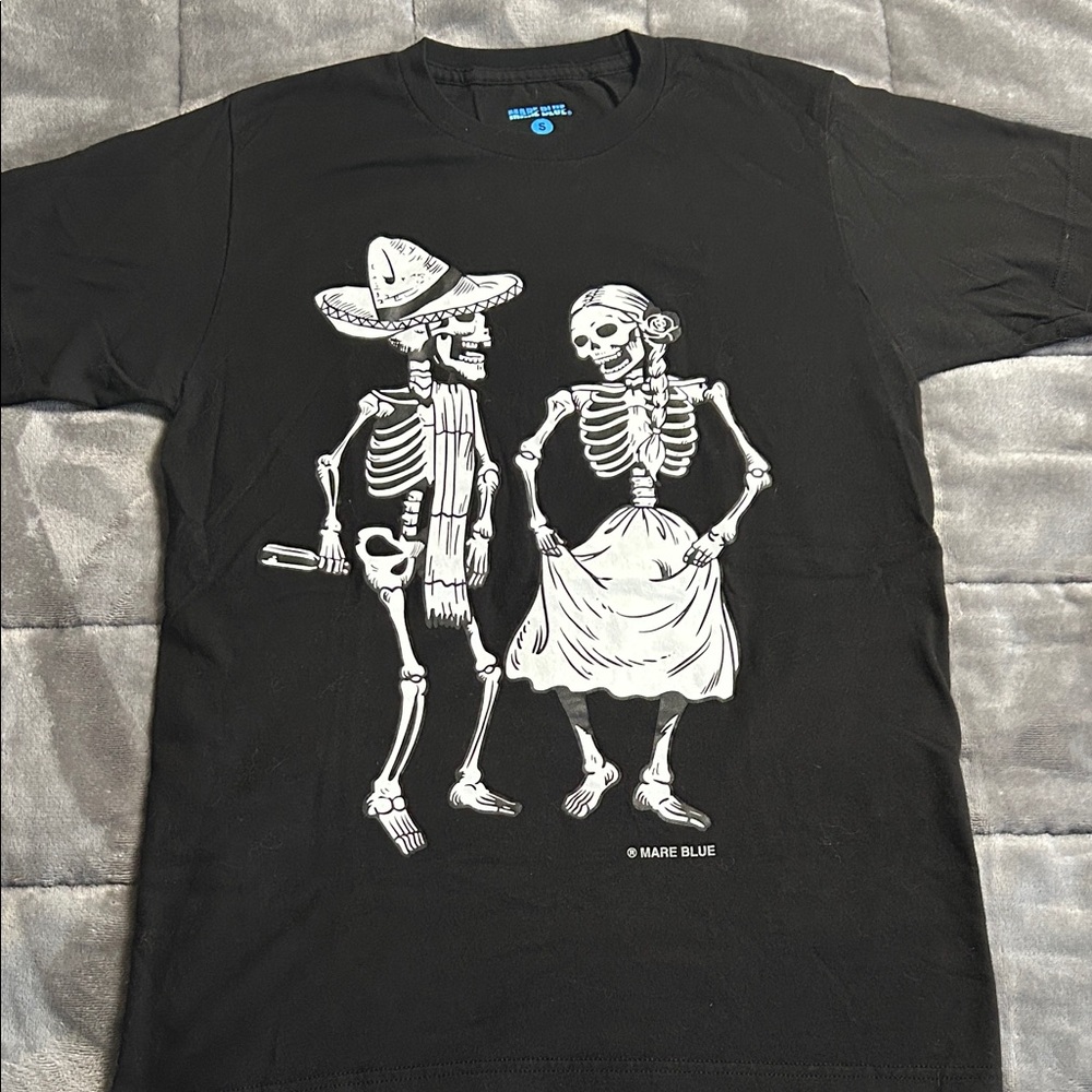 Black Skeleton Couple Dancing Graphic Shirt